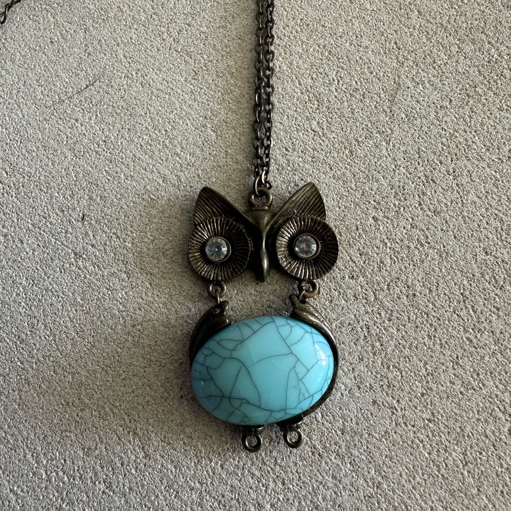 Owl Necklace Long Chain - Picture 1 of 2